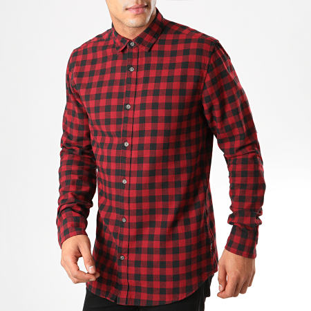 Only And Sons - Chemise Manches Longues A Carreaux Gudmund Rouge Noir