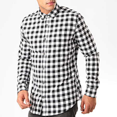 Only And Sons - Chemise Manches Longues A Carreaux Gudmund Blanc Noir
