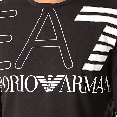 EA7 Emporio Armani - Tee Shirt Manches Longues 6GPT12-PJ02Z Noir Argenté