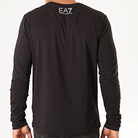 EA7 Emporio Armani - Tee Shirt Manches Longues 6GPT12-PJ02Z Noir Argenté