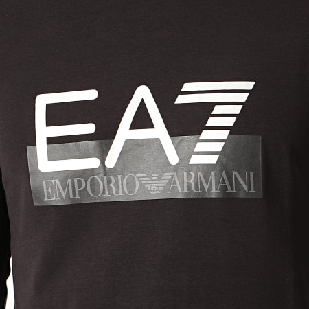 EA7 Emporio Armani - Tee Shirt Manches Longues 6GPT64-PJ03Z Noir Argenté