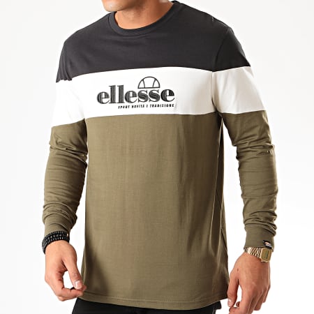 Ellesse - Tee Shirt Manches Longues Fermo SHD08107 Vert Kaki Beige Noir