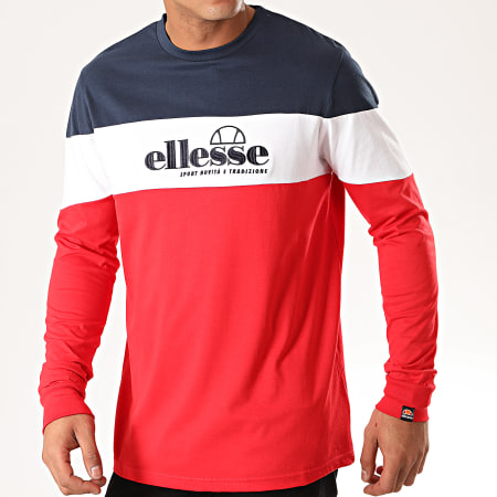 Ellesse - Tee Shirt Manches Longues Tricolore Fermo SHD08107 Rouge Blanc Bleu Marine