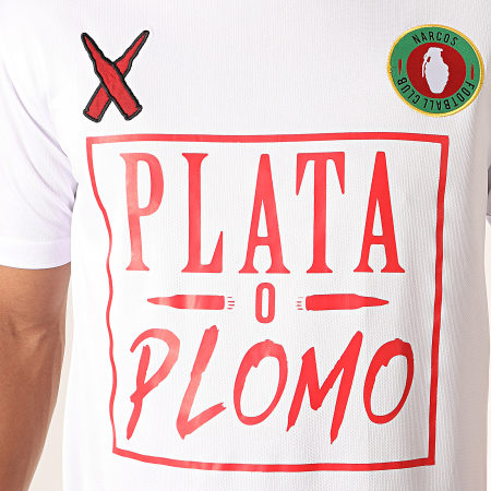 Lacrim - Tee Shirt De Sport A Bandes Plata o Plomo Maroc Edition Blanc