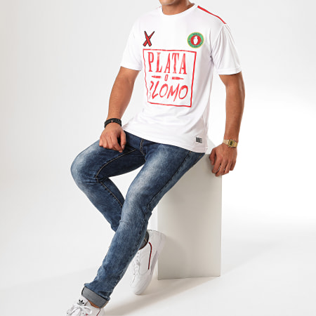 Lacrim - Tee Shirt De Sport A Bandes Plata o Plomo Maroc Edition Blanc