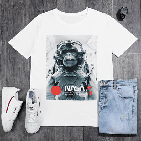 NASA - Camiseta Chimp In Space Blanca