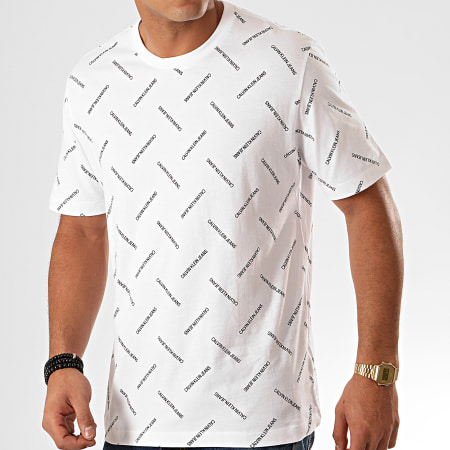 Calvin Klein - Tee Shirt Institutional AOP 4096 Blanc