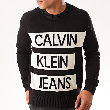 Calvin Klein - Pull Stacked Logo Cotton 4117 Noir