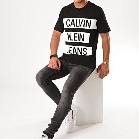 Calvin Klein - Tee Shirt Stacked Institutional Logo 4199 Noir 