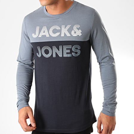 Jack And Jones - Tee Shirt Manches Longues Miller Bleu Clair Bleu Marine