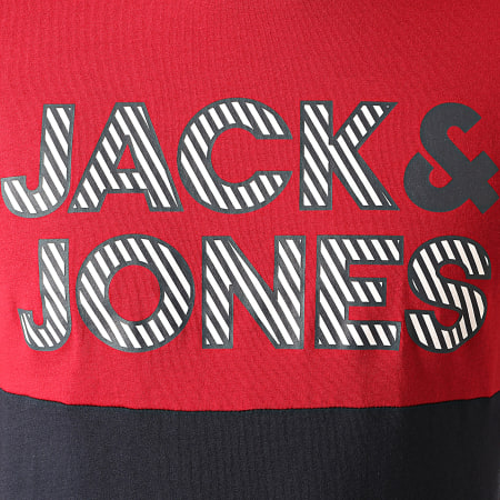 Jack And Jones - Tee Shirt Manches Longues Miller Rouge Bleu Marine