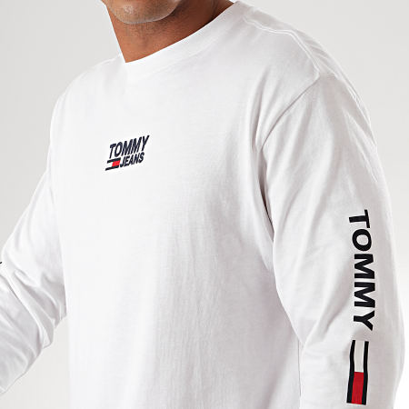 Tommy Jeans - Tee Shirt Manches Longues Corp 7431 Blanc Cassé