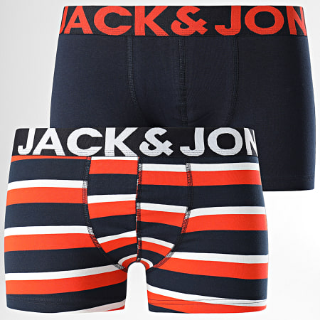 Jack And Jones - Lot De 2 Boxers William Bleu Marine Orange