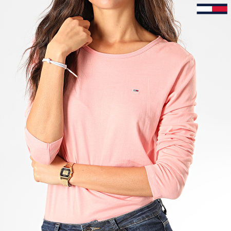 Tommy Jeans - Tee Shirt Femme Manches Longues Soft Jersey 6900 Rose