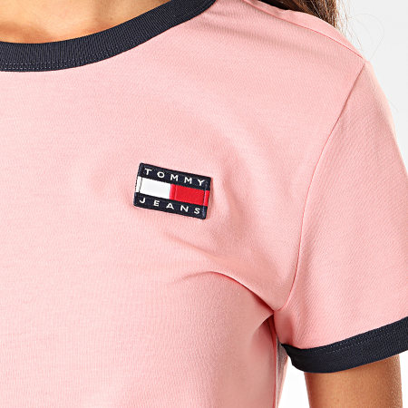Tommy Jeans - Tee Shirt Femme Badge Ringer 7226 Rose