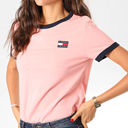 Tommy Jeans - Tee Shirt Femme Badge Ringer 7226 Rose