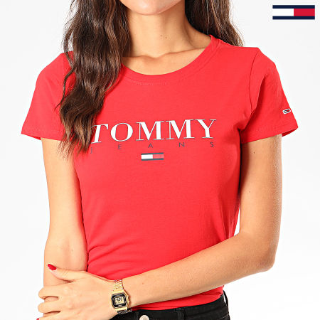 Tommy Jeans - Tee Shirt Femme Essential Slim Logo 7524 Rouge
