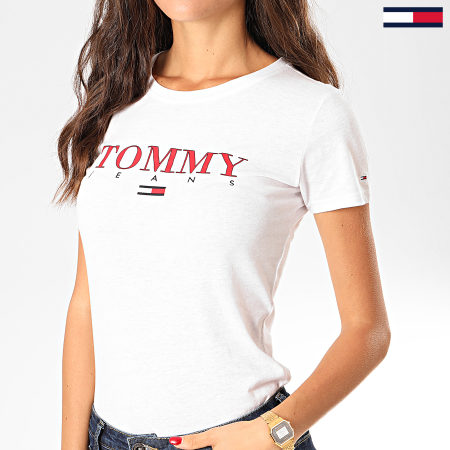 Tommy Jeans - Tee Shirt Femme Essential Slim Logo 7524 Blanc