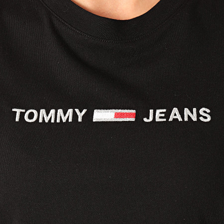 Tommy Jeans - Tee Shirt Femme Linear Logo Detail 7530 Noir Argenté