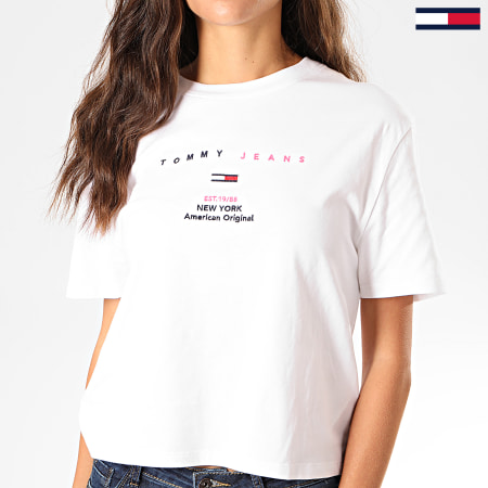 Tommy Jeans - Tee Shirt Femme Small Logo Text 7534 Blanc
