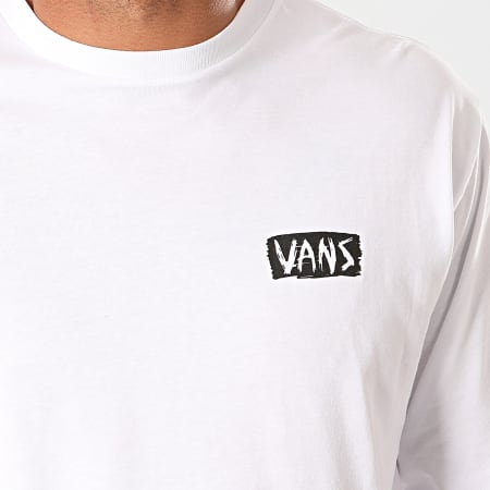 Vans - Tee Shirt Manches Longues Scratched A49KG Blanc Noir