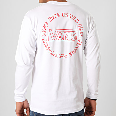 Vans - Tee Shirt Manches Longues Framework A49KH Blanc Rouge
