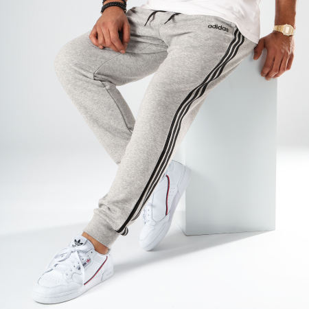 Adidas Originals - Pantalon Jogging A Bandes Essentials DQ3077 Gris Chiné Noir