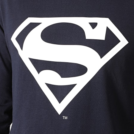 Superman - Tee Shirt Manches Longues Big Logo Bleu Marine