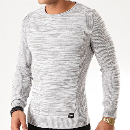 Paname Brothers - Pull PNM-011 Gris Clair Chiné