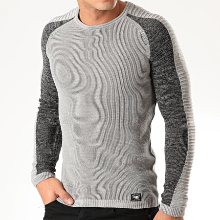 Paname Brothers - Pull A Bandes PNM-010 Gris Chiné