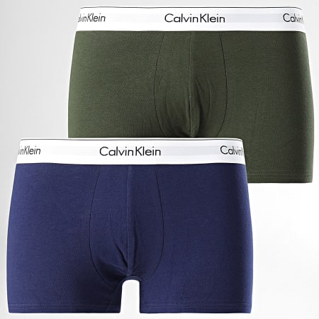 Calvin Klein - Lot De 2 Boxers NB1086A Vert Kaki Bleu Marine