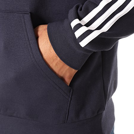 Adidas Originals - Sweat Capuche A Bandes Essentials PO DU0494 Bleu Marine Blanc