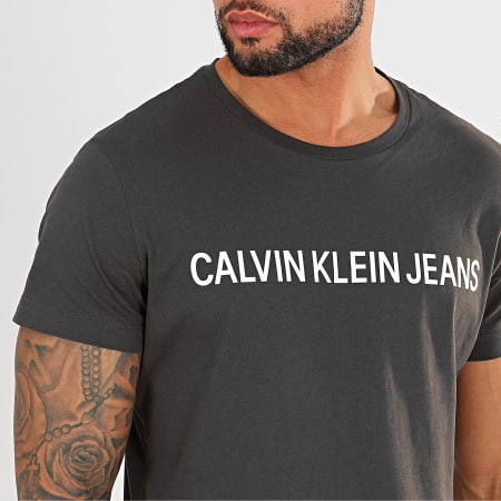 Calvin Klein - Tee Shirt Institutional Logo 7856 Gris Blanc