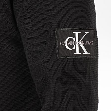 Calvin Klein - Tee Shirt Manches Longues Waffle Monogram Sleeve 4168 Noir