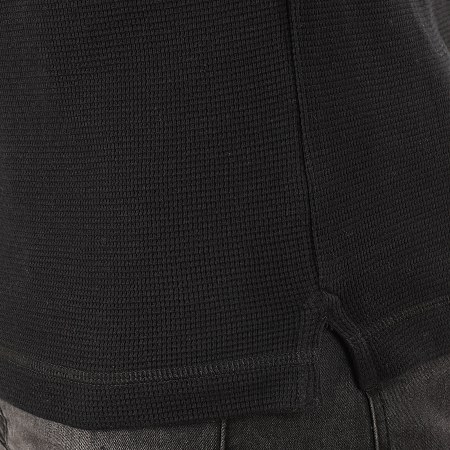 Calvin Klein - Tee Shirt Manches Longues Waffle Monogram Sleeve 4168 Noir