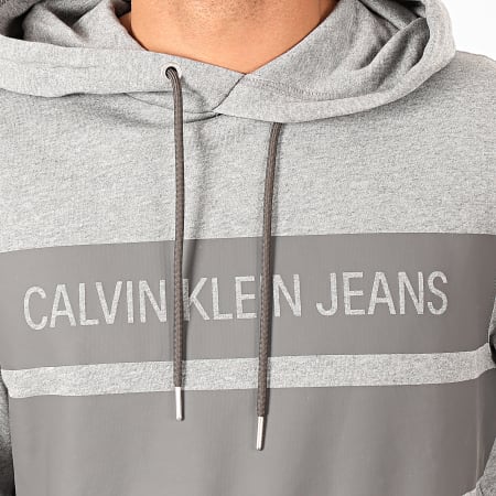 Calvin Klein - Sweat Capuche Institutional Blocking 4198 Gris Chiné