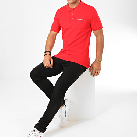 Calvin Klein - Polo Manches Courtes Stretch Institutional 4538 Rouge