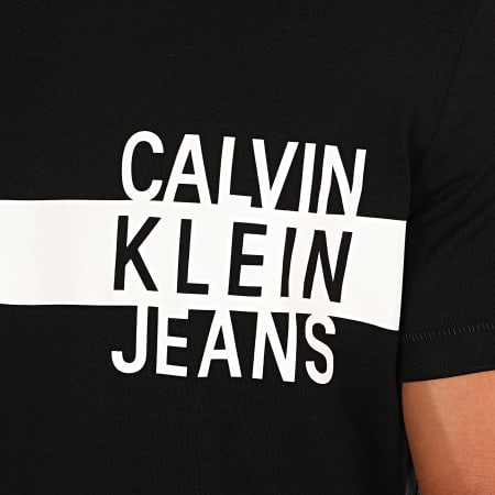 Calvin Klein - Tee Shirt Stacked Logo With Stripe 4539 Noir Blanc