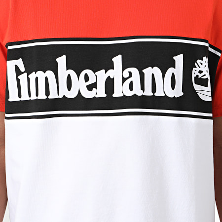 Timberland - Tee Shirt Cut And Sew Lin Logo A1OA Orange Blanc Noir