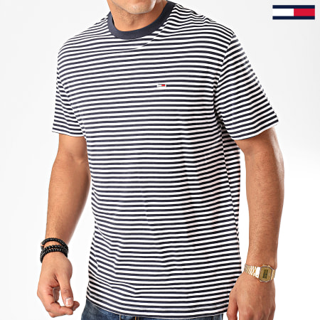 Tommy Jeans - Tee Shirt Classics Stripe 5515 Bleu Marine Blanc