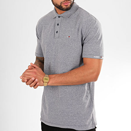 Tommy Jeans - Polo Manches Courtes Logo Sleeve 7455 Bleu Clair Chiné