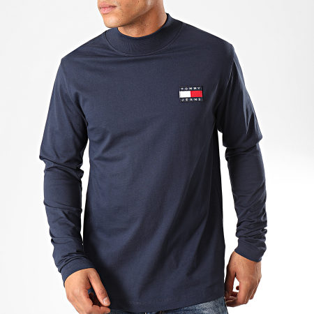 Tommy Jeans - Tee Shirt Manches Longues Mock Neck 7476 Bleu Marine