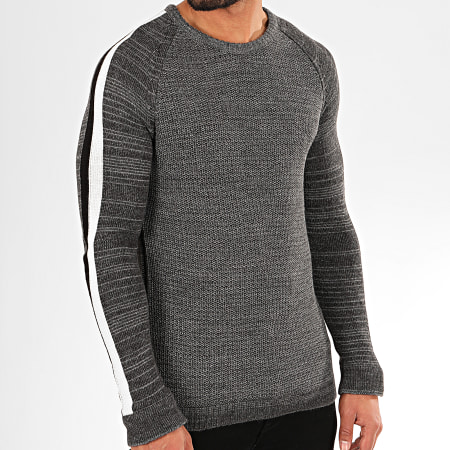Ikao - Pull A Bandes F597 Gris Anthracite Chiné