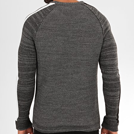 Ikao - Pull A Bandes F597 Gris Anthracite Chiné