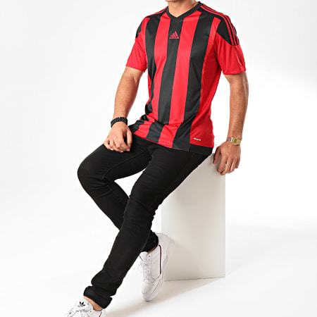 Adidas Performance - Tee Shirt A Bandes Striped 15 AA3726 Rouge Noir
