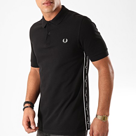 Fred Perry -  Polo Manches Courtes A Bandes Taped Side M7532 Noir