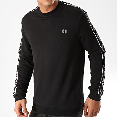 Fred Perry - Sweat Crewneck A Bandes Taped Shoulder M7538 Noir
