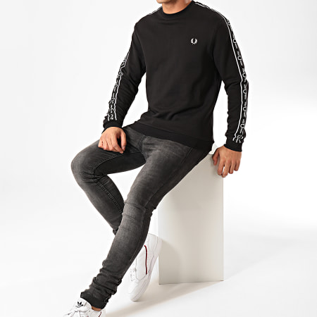 Fred Perry - Sweat Crewneck A Bandes Taped Shoulder M7538 Noir