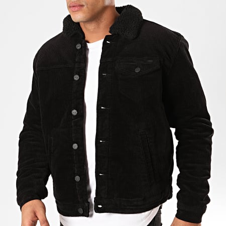 Only And Sons - Veste Velours Col Mouton Mode Corduroy Noir