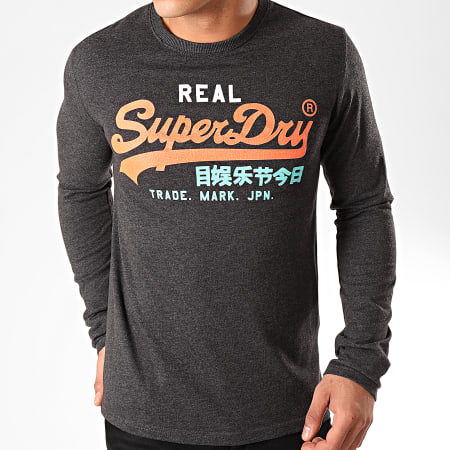 Superdry - Tee Shirt Manches Longues VL Desert M6000037A Gris Anthracite Chiné